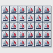 かわいい航海の帆船デザインラップ ラッピングペーパー (フラット)