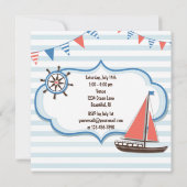 かわいい航海の帆船ボーイズ1歳の誕生日招待状 招待状 (裏面)