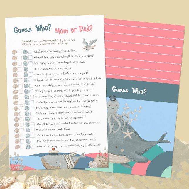 かわいい航海の推測誰ピンクの赤ちゃんシャワーゲーム (Cute Nautical Guess Who Pink Baby Shower Game ©Susanne Sachers - Sunny Mind Design 🌞)