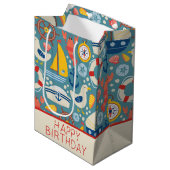 かわいい航海の海の生きパーソナライズされた物 ミディアムペーパーバッグ (正面アングル)