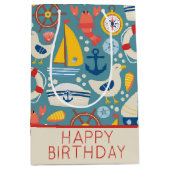 かわいい航海の海の生きパーソナライズされた物 ミディアムペーパーバッグ (正面)