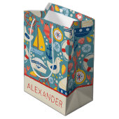 かわいい航海の海の生きパーソナライズされた物 ミディアムペーパーバッグ (裏面アングル)