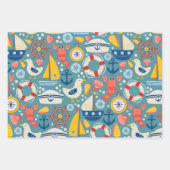 かわいい航海の海の生物 ラッピングペーパーシート (正面)