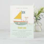 かわいい航海の海賊マウス帆船ベビーシャワー サンキューカード (スタンド正面)