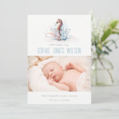 かわいい航海の海馬の写真誕生のお知らせ サンキューカード (スタンド正面)