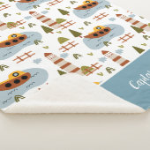 かわいい航海の灯台とボートキッド柄 シェルパブランケット (3/4)