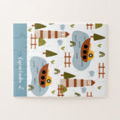 かわいい航海の灯台とボートキッド柄 ジグソーパズル (横)