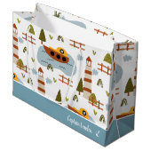 かわいい航海の灯台とボートキッド柄 ラージペーパーバッグ (正面アングル)