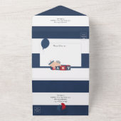 かわいい航海の男の子の赤ん坊のシャワーすべてを1つの招待で オールインワン招待状 (外側)