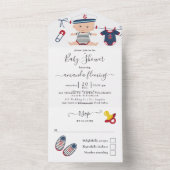 かわいい航海の男の子の赤ん坊のシャワーすべてを1つの招待で オールインワン招待状 (内側)