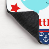 かわいい航海の青いクジラといかり柄 マウスパッド (コーナー)