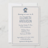 かわいい航海の青い赤ちゃん象のカスタマイズ 招待状 (裏面)