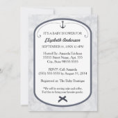 かわいい航海アンカーの弓とストライプのベイビーシャワー 招待状 (裏面)