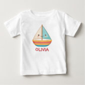 かわいい航海カラフル帆船 ベビーTシャツ (正面)