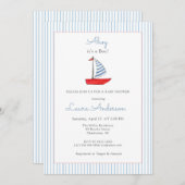 かわいい航海船の赤ちゃん男の子ベビーシャワー 招待状 (正面/裏面)