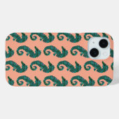 かわいい航海風の青緑と珊瑚のタツノオトシゴ柄 Case-Mate iPhoneケース (裏面 (横))
