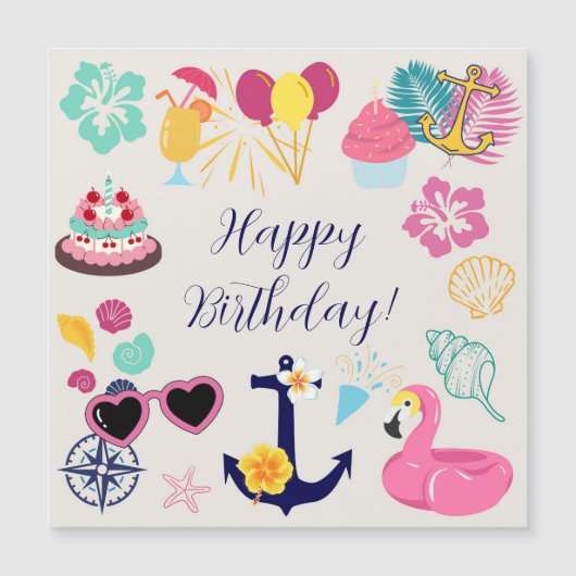 かわいい航海風誕生日ドアマグネット (正面)