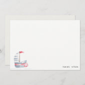 かわいい航海 ソフト 赤 青 ヨット 子供の誕生日 ノートカード (正面/裏面)