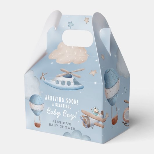 かわいい航空機少年の赤ちゃんシャワー フェイバーボックス (裏面サイド)