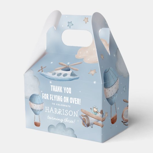 かわいい航空飛行機ボーイバースデーパーティー フェイバーボックス (裏面サイド)