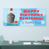 かわいい船のタグボートの漫画の誕生日 横断幕 (トレードショー)