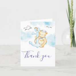 かわいい船乗りクマのベビーシャワー感謝カード サンキューカード