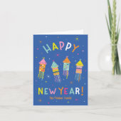 かわいい色とりどりのお正月の花火 シーズンカード (正面)