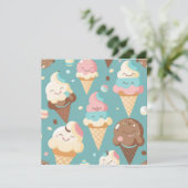 かわいい色とりどりのアイスクリーム 招待状 (スタンド正面)