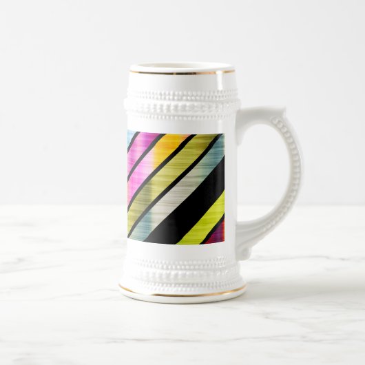 かわいい色とりどりのストライプ ビールジョッキ (右)