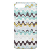 かわいい色とりどりのターコイズブルーの抽象的なパターンのモノグラム Case-Mate iPhoneケース (裏面)