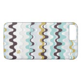 かわいい色とりどりのターコイズブルーの抽象的なパターンのモノグラム Case-Mate iPhoneケース (裏面(横))