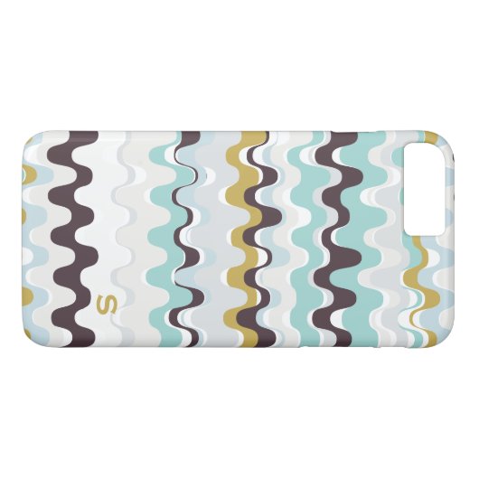 かわいい色とりどりのターコイズブルーの抽象的なパターンのモノグラム Case-Mate iPhoneケース (裏面(横))