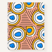 かわいい色とりどりのチベット幾何学模様 ピンク 青 ノートブック (正面)