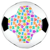 かわいい色とりどりのピクセルモンスター模様 サッカーボール (回転)