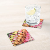 かわいい色とりどりのマカロン スクエアペーパーコースター (インサイチュ)