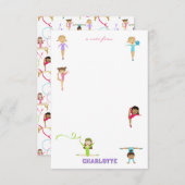 かわいい色とりどりの体操少女 ノートカード (正面/裏面)