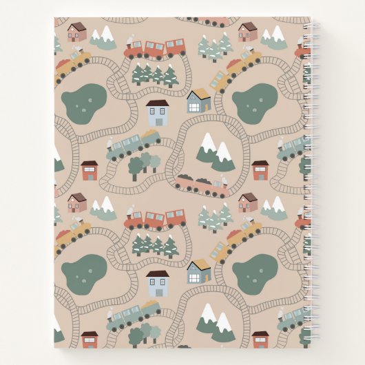 かわいい色とりどりの列車の線路 子供のスケッチブック ノートブック (裏面)