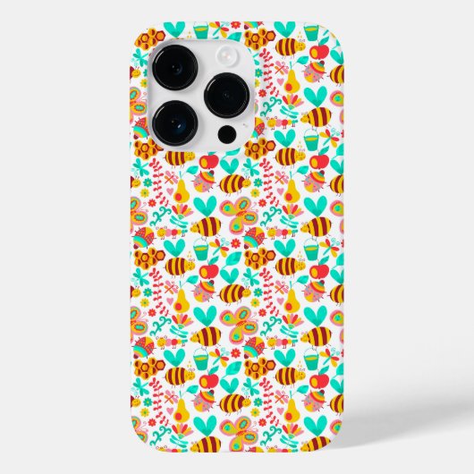 かわいい色とりどりの昆虫の模様 Case-Mate iPhoneケース (裏面)