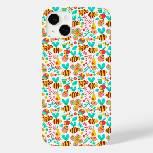 かわいい色とりどりの昆虫の模様 Case-Mate iPhoneケース (裏面)