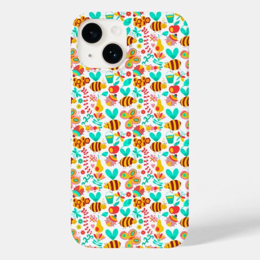 かわいい色とりどりの昆虫の模様 Case-Mate iPhoneケース (裏面)