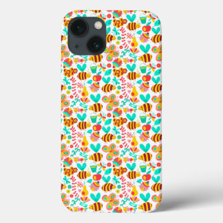かわいい色とりどりの昆虫の模様 iPhone 13ケース