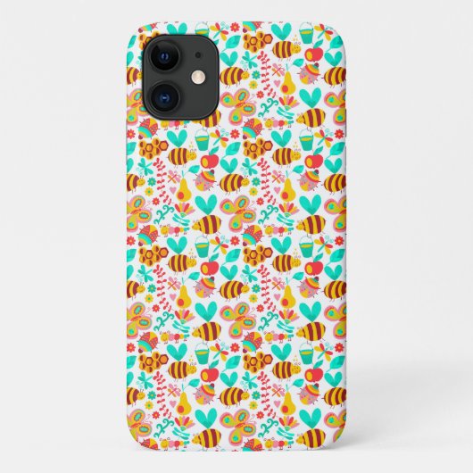 かわいい色とりどりの昆虫の模様 Case-Mate iPhoneケース (裏面)