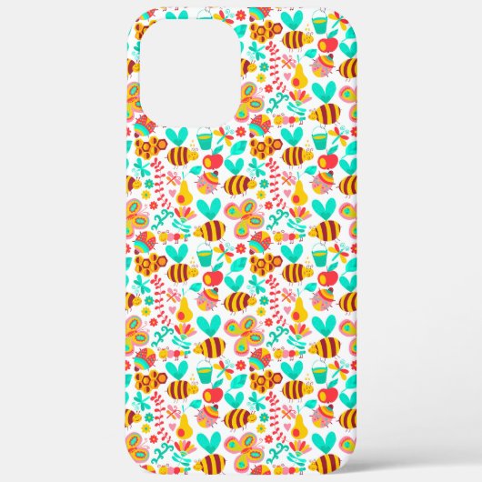 かわいい色とりどりの昆虫の模様 Case-Mate iPhoneケース (裏面)