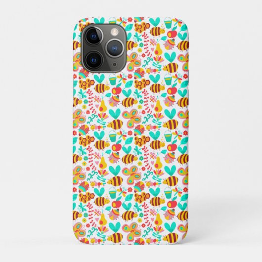 かわいい色とりどりの昆虫の模様 Case-Mate iPhoneケース (裏)