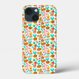かわいい色とりどりの昆虫の模様 iPhone 13 MINIケース