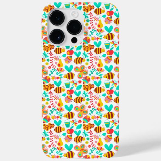 かわいい色とりどりの昆虫の模様 Case-Mate iPhoneケース (裏面)