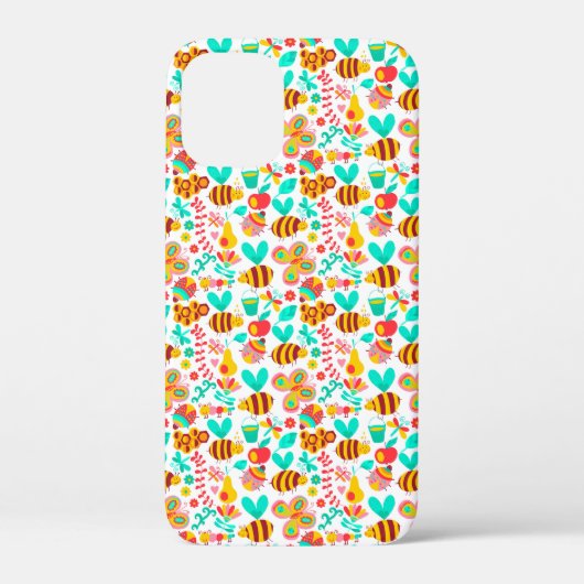 かわいい色とりどりの昆虫の模様 Case-Mate iPhoneケース (裏面)