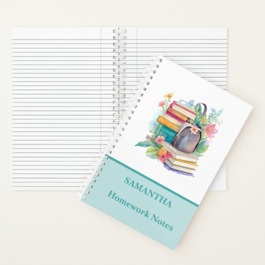 かわいい色とりどりの水彩本 花 学校 ノートブック (内側)