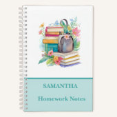 かわいい色とりどりの水彩本 花 学校 ノートブック (正面)