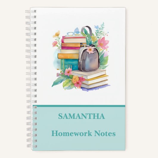 かわいい色とりどりの水彩本 花 学校 ノートブック (正面)